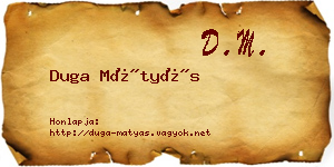 Duga Mátyás névjegykártya